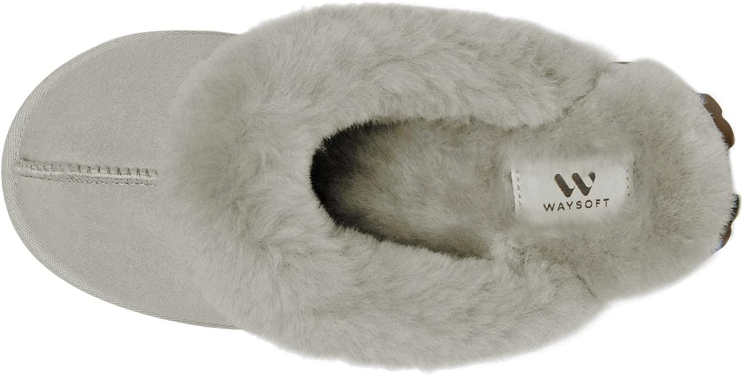 Waysoft Women'S Genuine Australian Sheepskin Slippers, 100% Shearling, 8Mm Memory-Foam, Hard Bottom Slipper