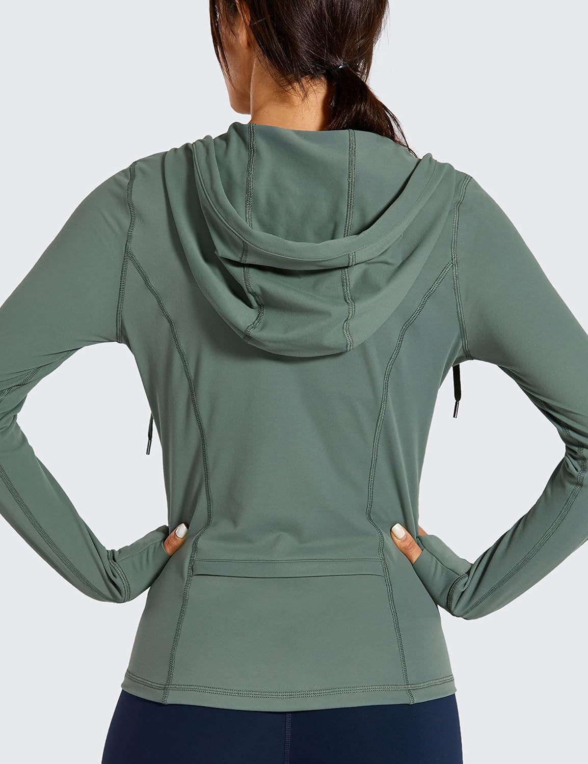 CRZ YOGA Women'S Brushed Full Zip Hoodie Jacket Sportswear Hooded Workout Track Running Jacket with Zip Pockets