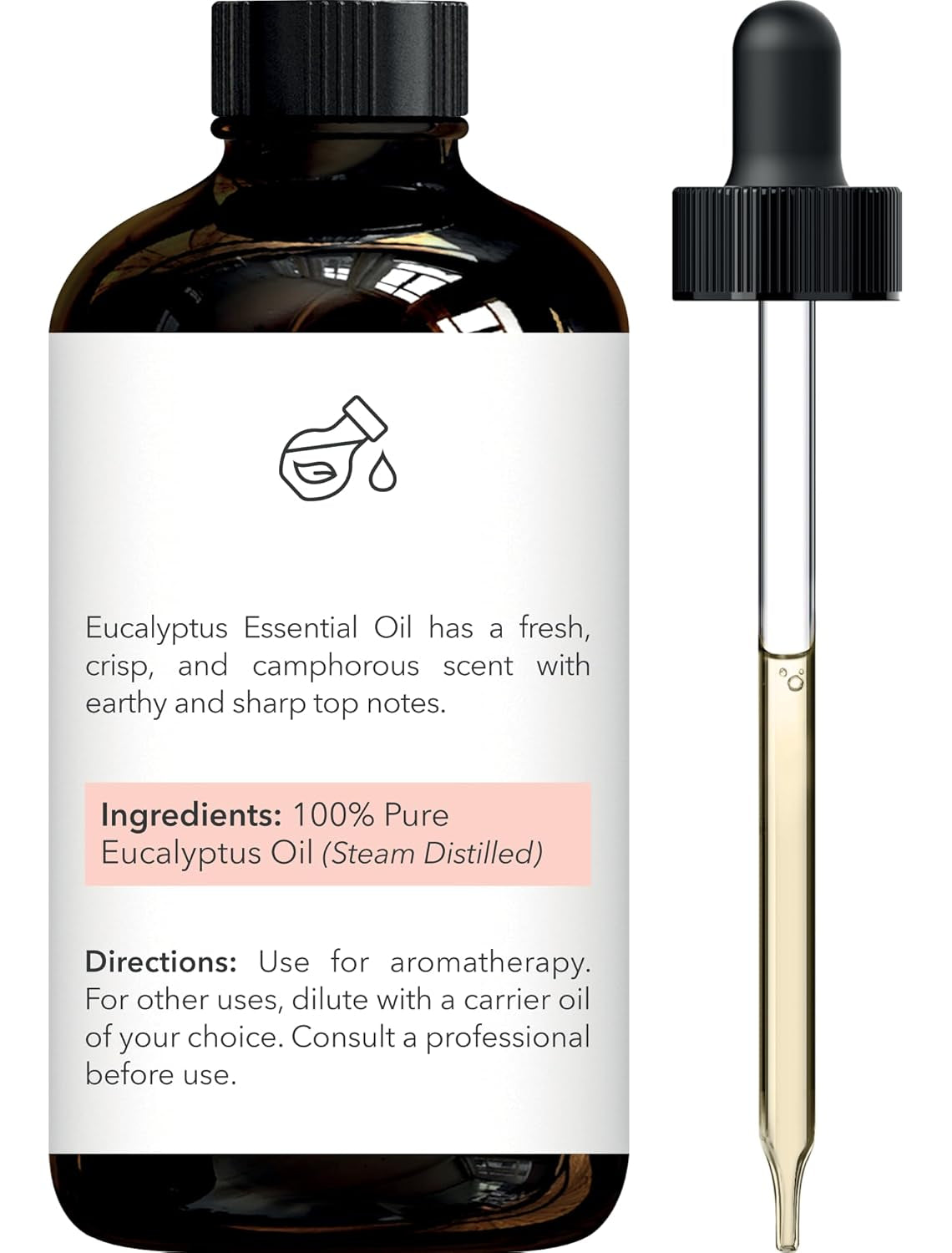 Brooklyn Botany Eucalyptus Essential Oil - Huge 4 Fl Oz - 100% Pure and Natural - Premium Grade with Dropper - for Aromatherapy and Diffuser