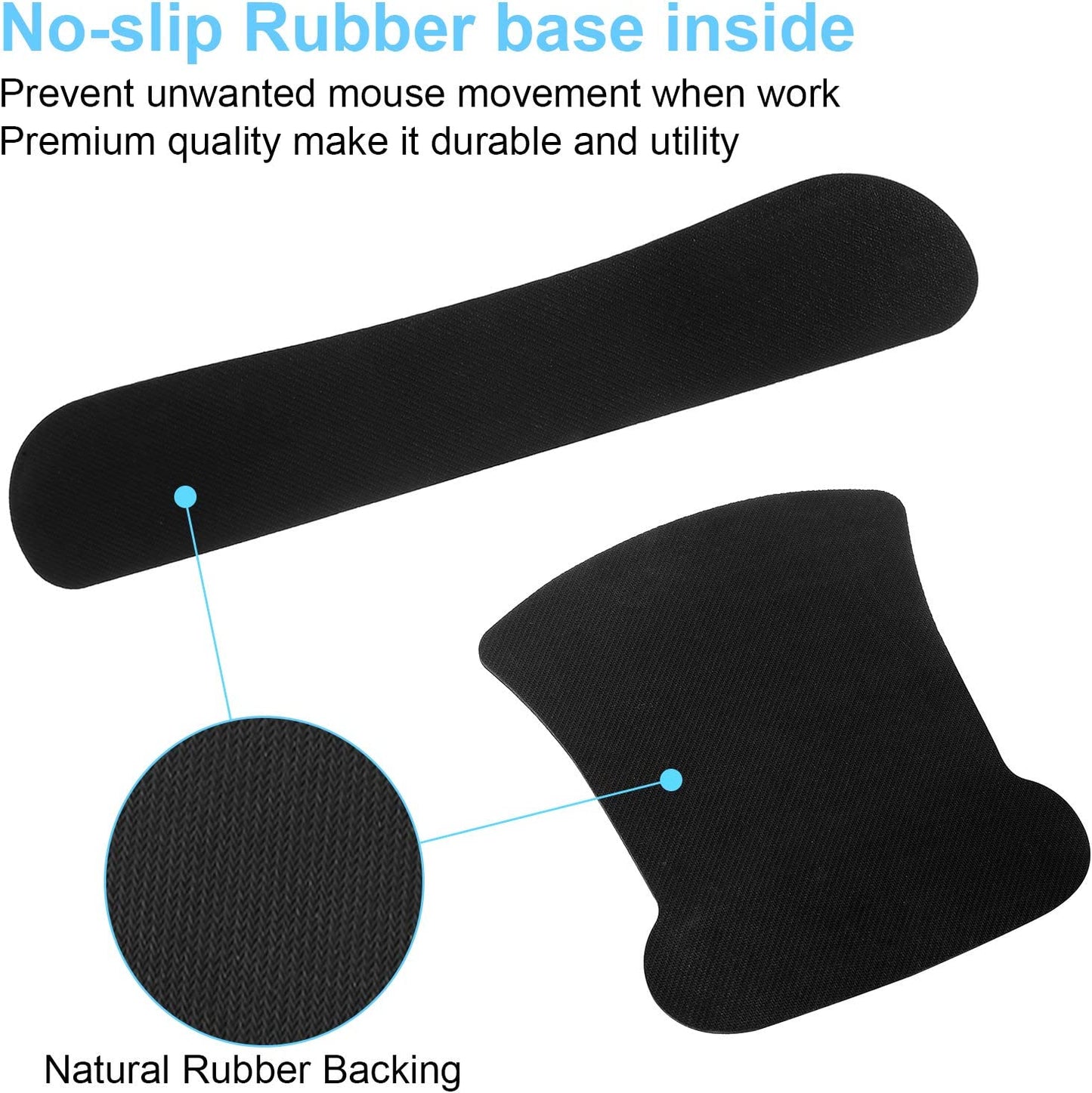 Ergonomic Mouse Pad with Wrist Rest Support and Keyboard Wrist Rest Set with Coaster, Cute Wrist Pad with Non-Slip Rubber Base and Raised Memory Foam, Easy Typing & Pain Relief, Black White Marble