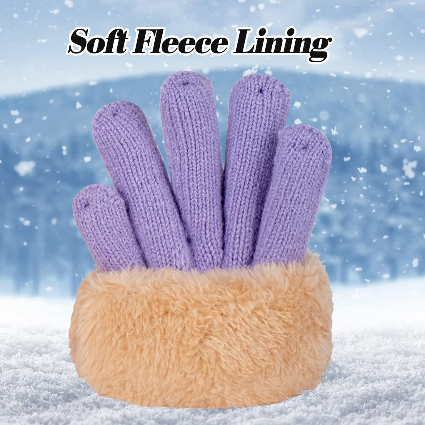 3Pcs Kids Winter Beanie Hat Scarf Gloves Set for 2-6-10-14 Years Old Boys Girls, Knit Thick Warm Fleece Lined Thermal Sets