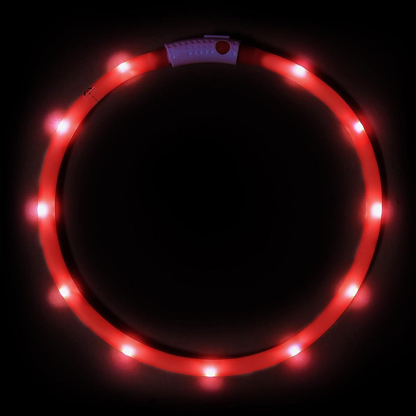 Illumifun Led Dog Collar, USB Rechargeable LED Dog Necklace Light, Silicone Light up Dog Collars Glow in the Dark (Red-Silicone)