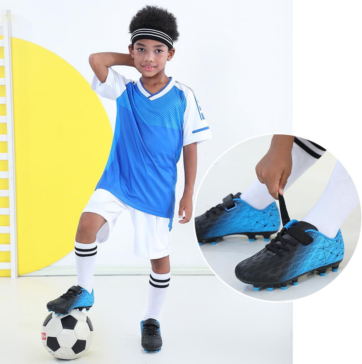 Brooman Kids Firm Ground Soccer Cleats Boys Girls Athletic Outdoor Football Shoes