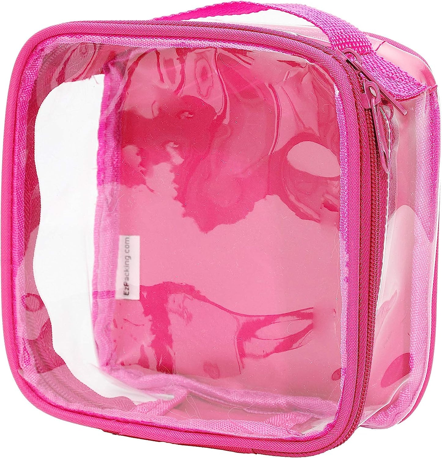 Ezpacking Clear TSA Approved 3-1-1 Travel Toiletry Bag for Carry On/Quart Size Transparent Liquids Pouch for Airport Security/Reusable See through Vinyl & PVC Plastic Organizer Men Women (Pink)