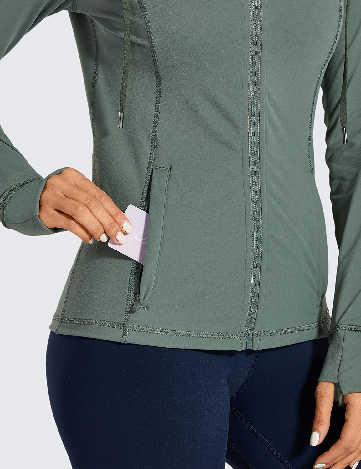 CRZ YOGA Women'S Brushed Full Zip Hoodie Jacket Sportswear Hooded Workout Track Running Jacket with Zip Pockets