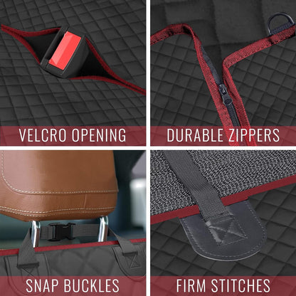 Tantivybo X-Large Dog Car Seat Cover - 100% Waterproof Back Seat Covers for Dogs, Suvs, Red (60''W X 64''L)