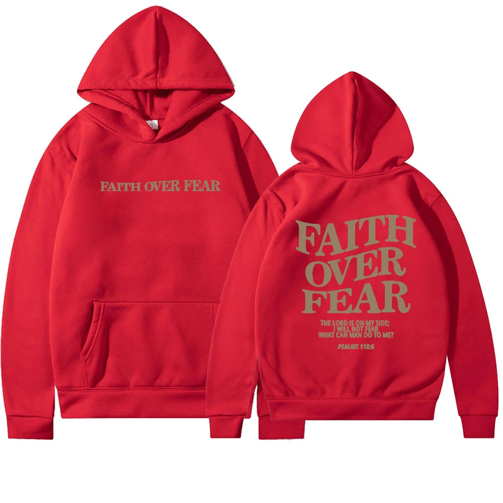 Faith Overcomes Fear - Christian Hooded Sweatshirts Jesus plus Size Hoodie Streetwear Fashion Pullover Men and Women Clothing