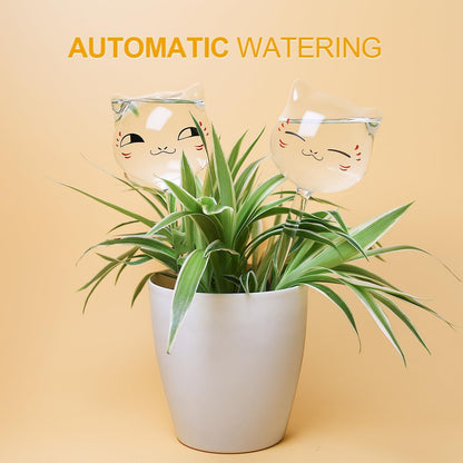 Kikiheim Plant Watering Globes Self Watering Planter Insert Glass Spikes, Hand Blown Clear Automatic Water Bulbs for Outdoor&Indoor Plants, 6.4Oz/190Ml Capacity, 3 Cats