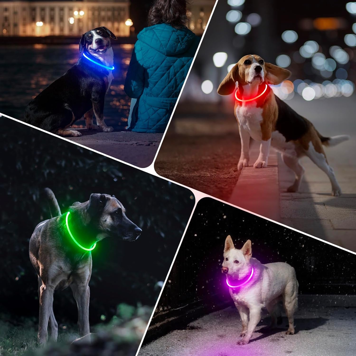 BSEEN Light up Dog Collar, Rechargeable LED Dog Collar Waterproof Glowing Pet Collar TPU Cuttable Lighted Puppy Collar Safety Dog Lights for Night Walking (Pink 70Cm)