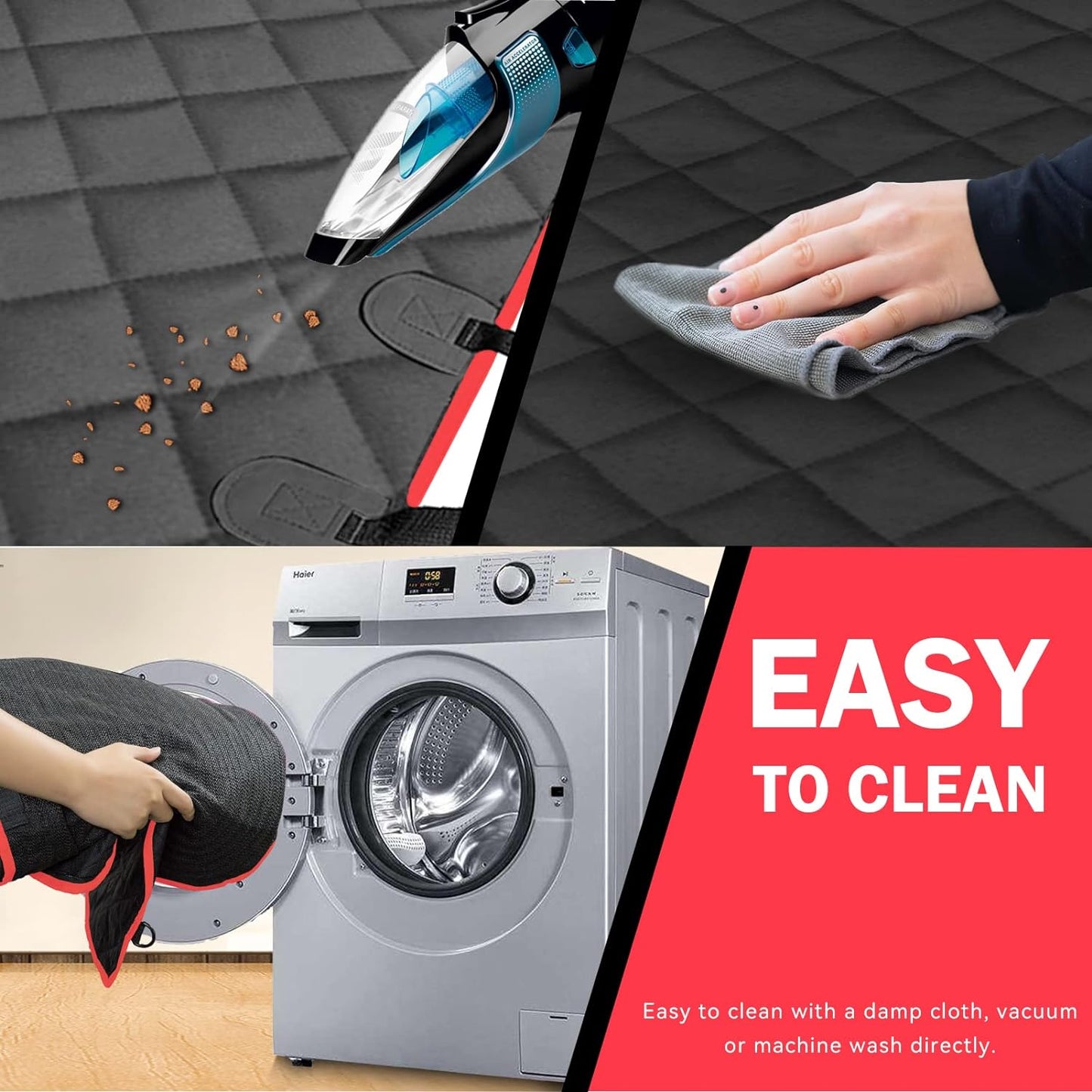 Tantivybo X-Large Dog Car Seat Cover - 100% Waterproof Back Seat Covers for Dogs, Suvs, Red (60''W X 64''L)