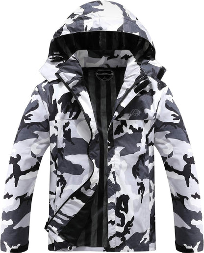 OTU Men'S Lightweight Waterproof Hooded Rain Jacket Outdoor Raincoat Shell Jacket for Hiking Travel