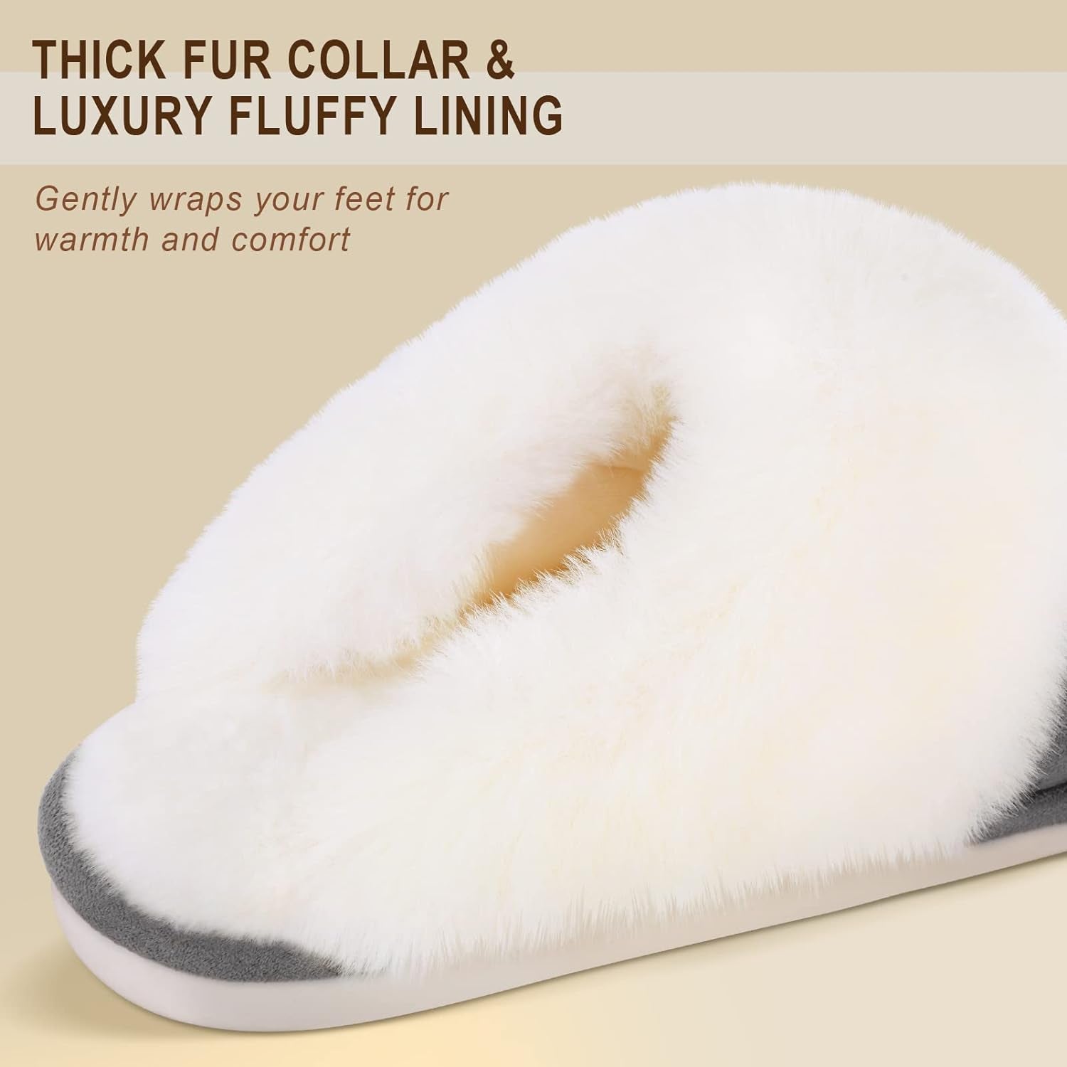 Parlovable Women Slippers with Memory Foam, Fuzzy Warm Bedroom House Shoes, Fluffy Winter Indoor Outdoor Anti-Skid Sole