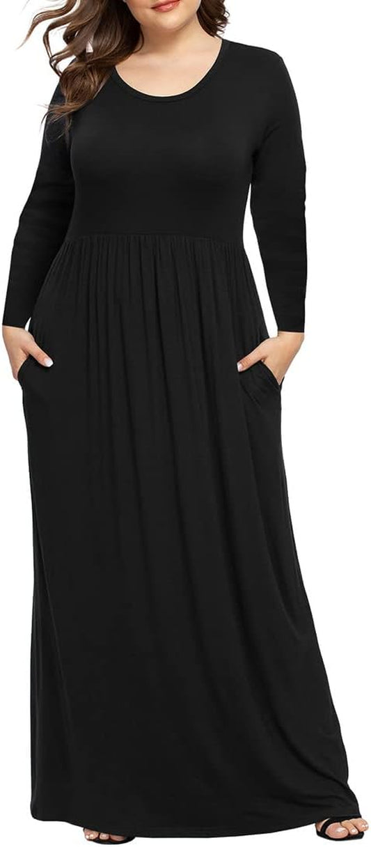 LONGYUAN Women'S plus Size Maxi Dresses for Curvy Women Casual Long Dress XL-6XL