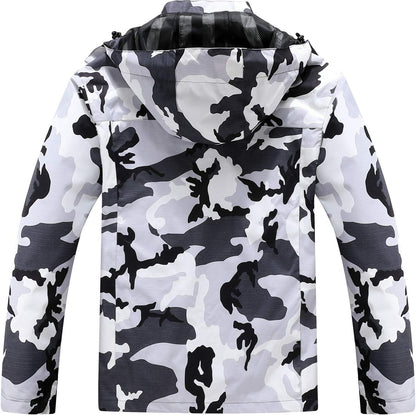 OTU Men'S Lightweight Waterproof Hooded Rain Jacket Outdoor Raincoat Shell Jacket for Hiking Travel