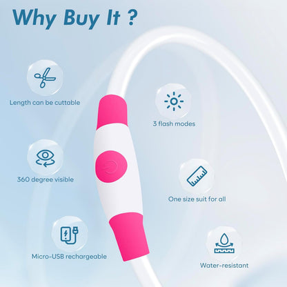 BSEEN Light up Dog Collar, Rechargeable LED Dog Collar Waterproof Glowing Pet Collar TPU Cuttable Lighted Puppy Collar Safety Dog Lights for Night Walking (Pink 70Cm)