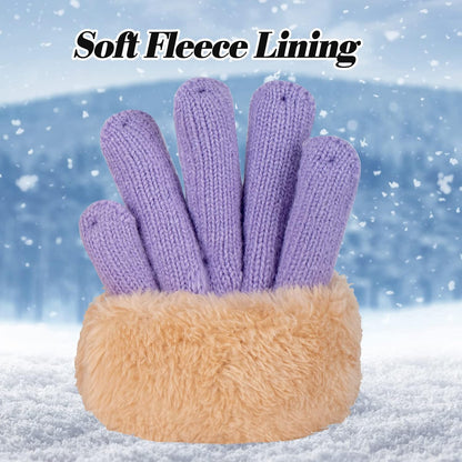 3Pcs Kids Winter Beanie Hat Scarf Gloves Set for 2-6-10-14 Years Old Boys Girls, Knit Thick Warm Fleece Lined Thermal Sets