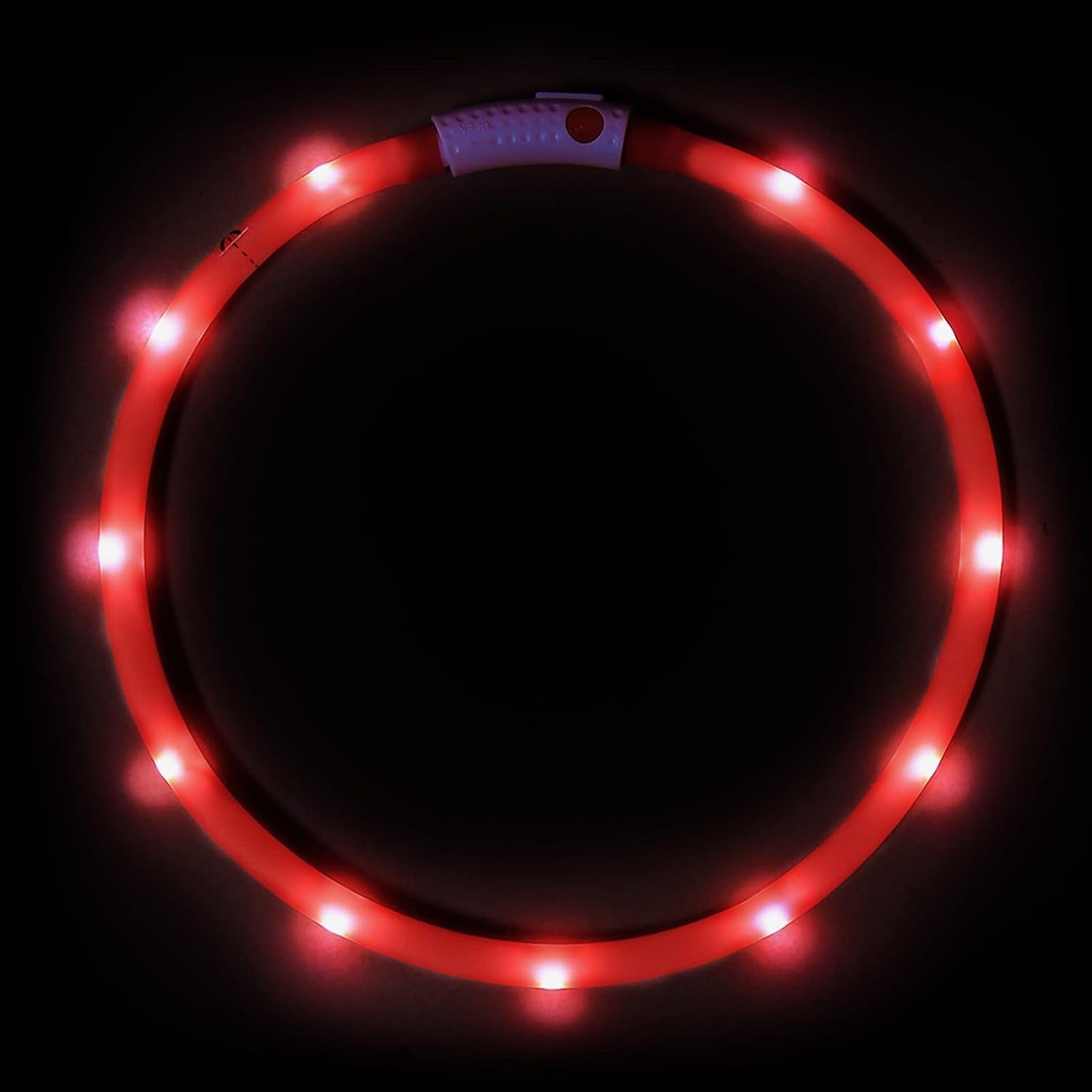 Illumifun Led Dog Collar, USB Rechargeable LED Dog Necklace Light, Silicone Light up Dog Collars Glow in the Dark (Red-Silicone)