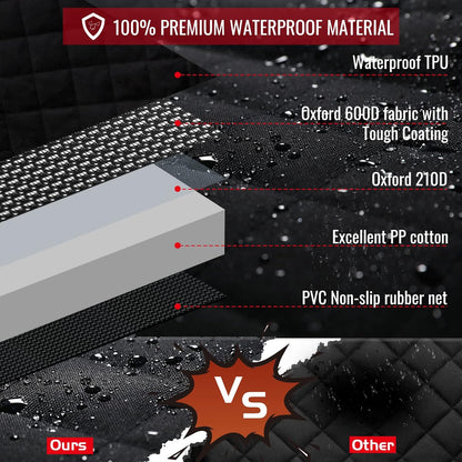 Tantivybo X-Large Dog Car Seat Cover - 100% Waterproof Back Seat Covers for Dogs, Suvs, Red (60''W X 64''L)