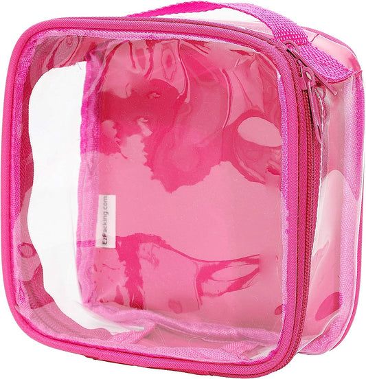 Ezpacking Clear TSA Approved 3-1-1 Travel Toiletry Bag for Carry On/Quart Size Transparent Liquids Pouch for Airport Security/Reusable See through Vinyl & PVC Plastic Organizer Men Women (Pink)